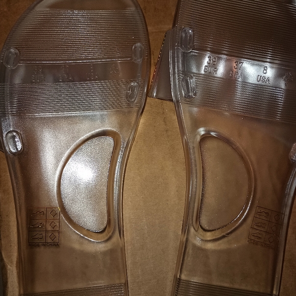 Clear Sandal Slides with Multicolor Bling Bow (8) - Picture 3 of 4